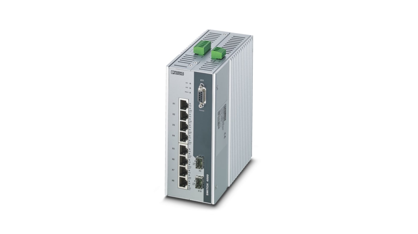 Phoenix Contact FL SWITCH 4000T-8POE-2SFP Industriel Ethernet-switch, 8 Porte, 10/100/1000Mbit/s, DIN-skinne-montering