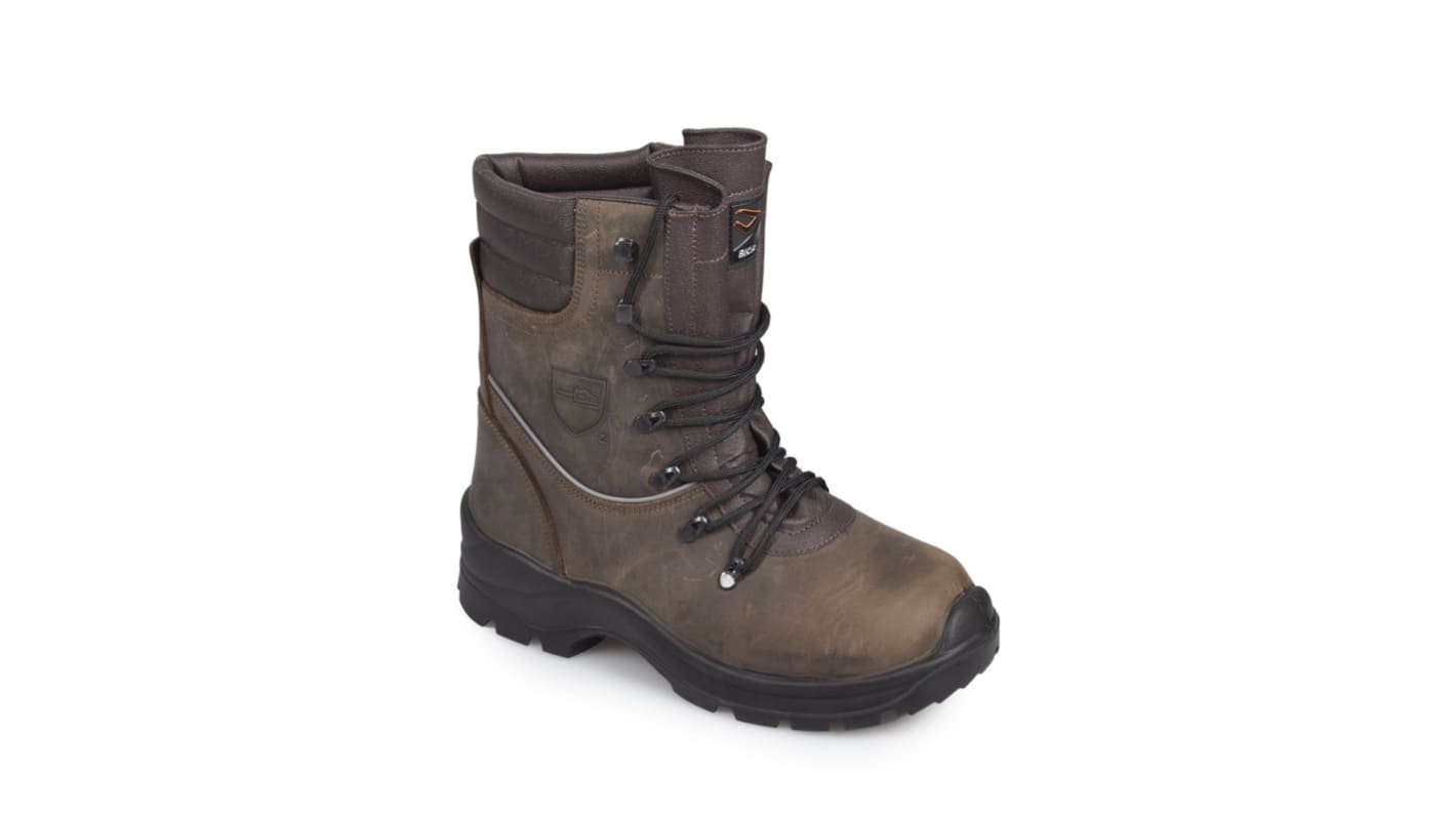 Bicap Chainsaw Unisex Brown Stainless Steel Toe Capped Safety Shoes, UK 13, EU 48