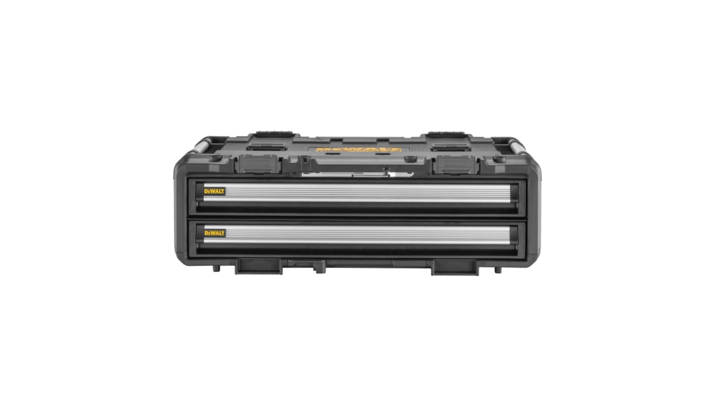 DeWALT 黑色，黄色抽屉, 金属, 塑料外框, 6cm高 x 64.5cm宽 x 47cm深, 2个抽屉