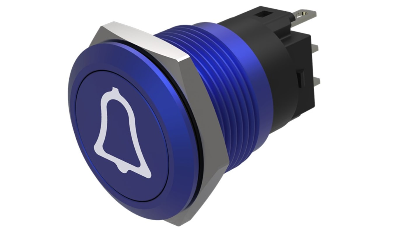 EAO Series 82 Series Push Button, Momentary, Flush Mount, 19mm Cutout, SPDT, IP65, IP67