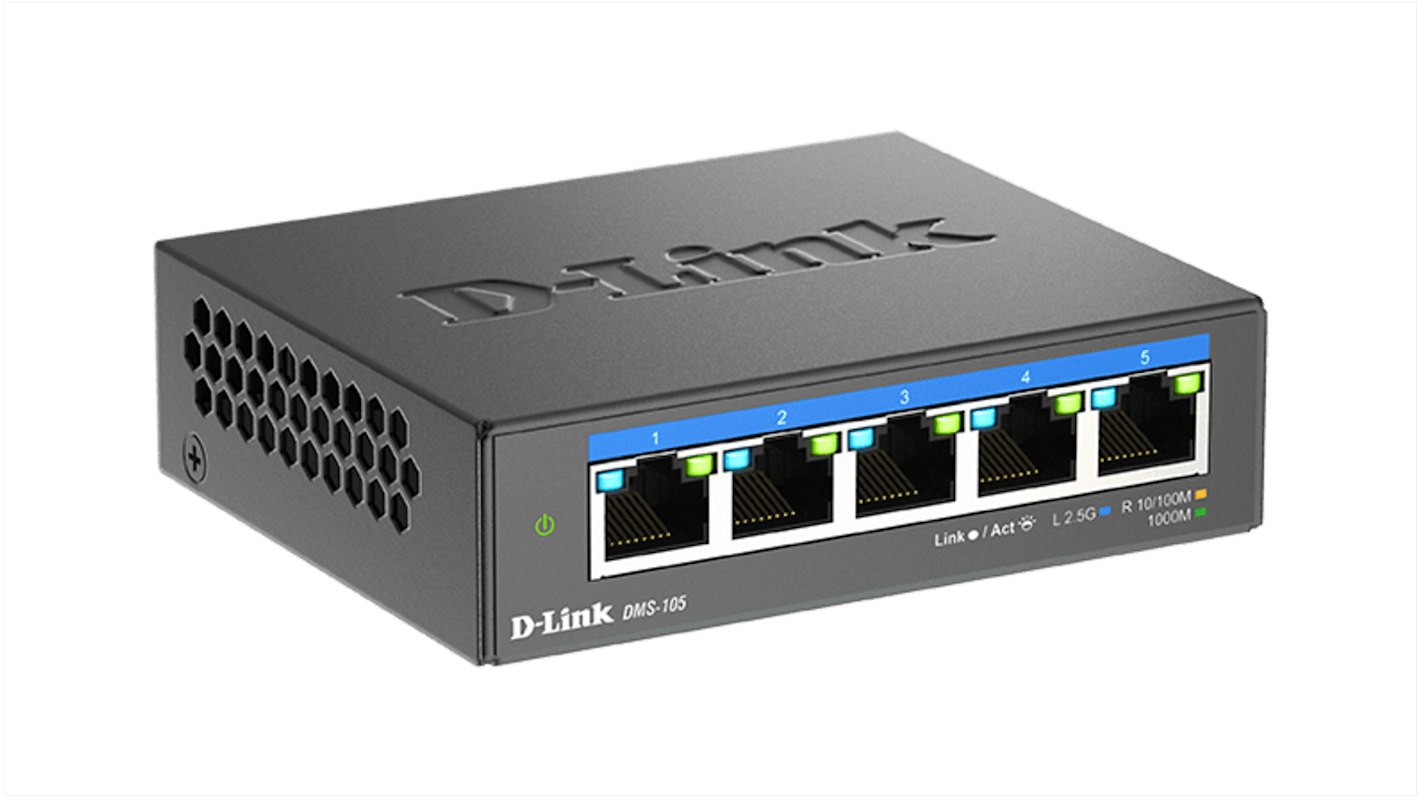 D-Link 5-Port 2.5G Multi-Gigabit Desktop Switch, Unmanaged 5 Port Gigabit Switch, EU