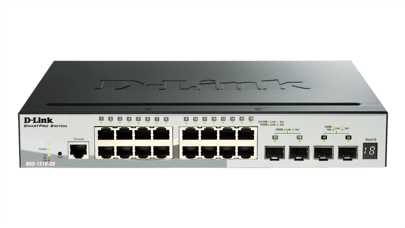 D-Link 20-Port Gigabit Stackable Smart Managed Switch with 10G Uplinks, Smart 20 Port Gigabit Switch