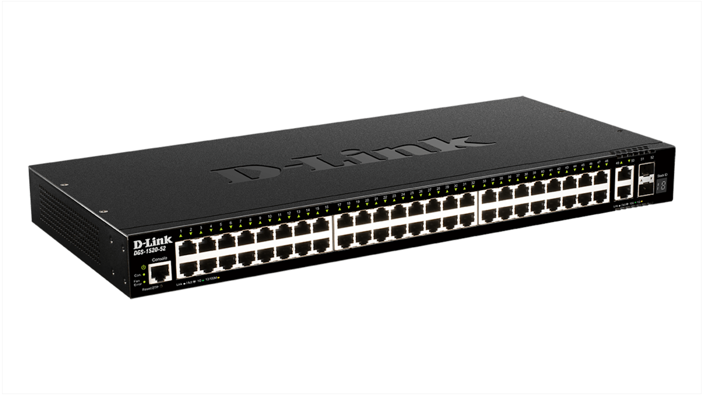 D-Link 52-Port Layer 3 Stackable Smart Managed Switch with 10G Uplinks, Smart 52 Port Managed Switch, EU