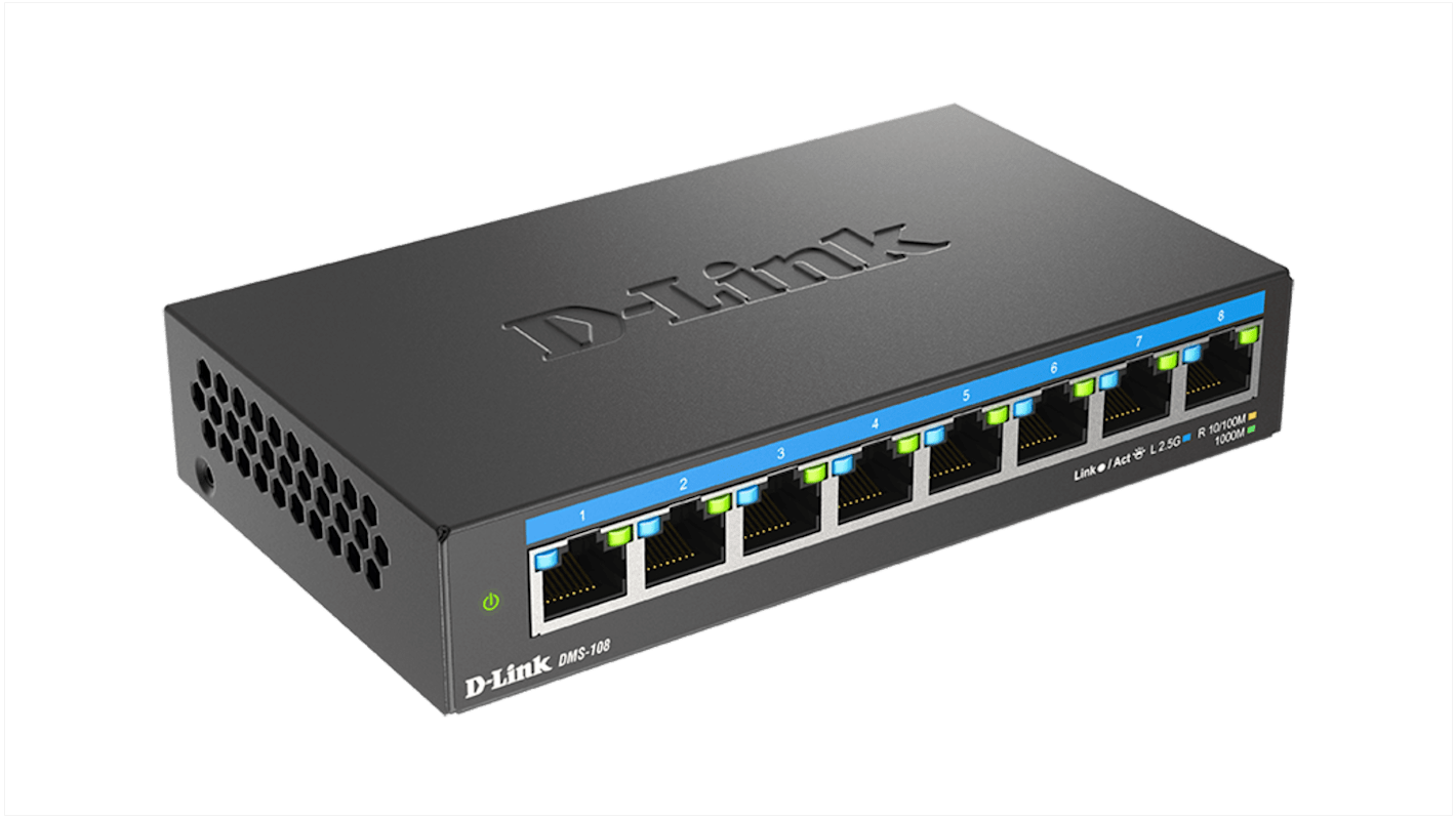 D-Link 8-Port 2.5G Multi-Gigabit Desktop Switch, Unmanaged 8 Port Gigabit Switch, EU