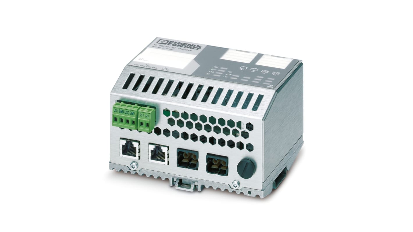 Switch Ethernetu przemysłowego, porty RJ45: 2, Szyna DIN, 10/100Mbit/s