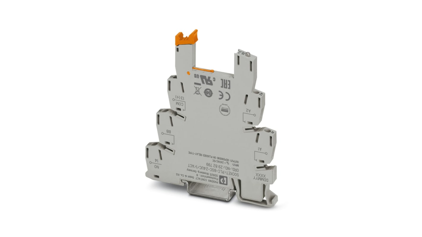 Phoenix Contact 1 Pin 24V ac/dc DIN Rail Relay Base