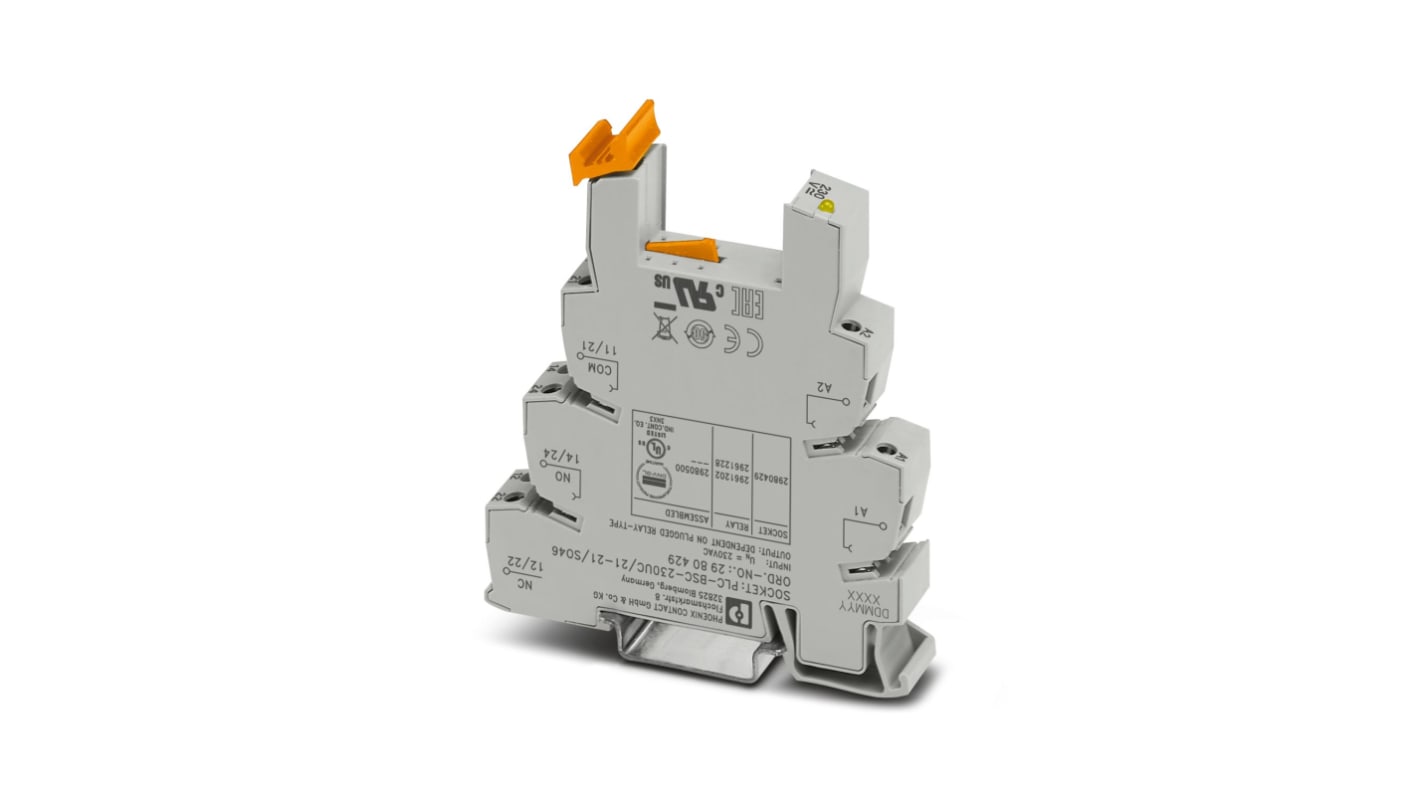 Phoenix Contact 2 Pin 230V ac DIN Rail Relay Base