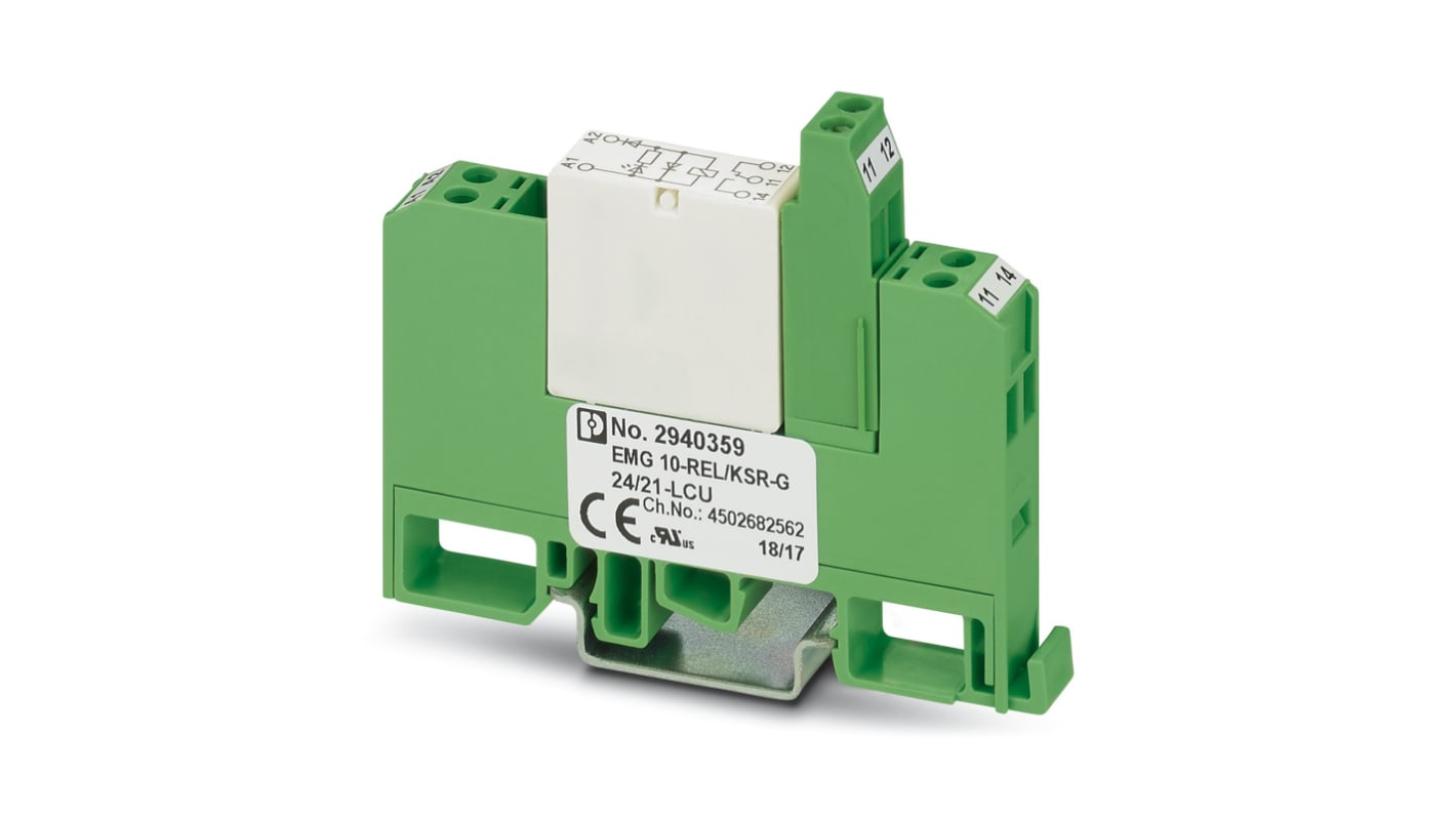 Phoenix Contact EMG 10-REL/KSR-G 24/21-LCU Series Relay Module, DIN Rail Mount, 24V Coil, SPDT, 6A Load