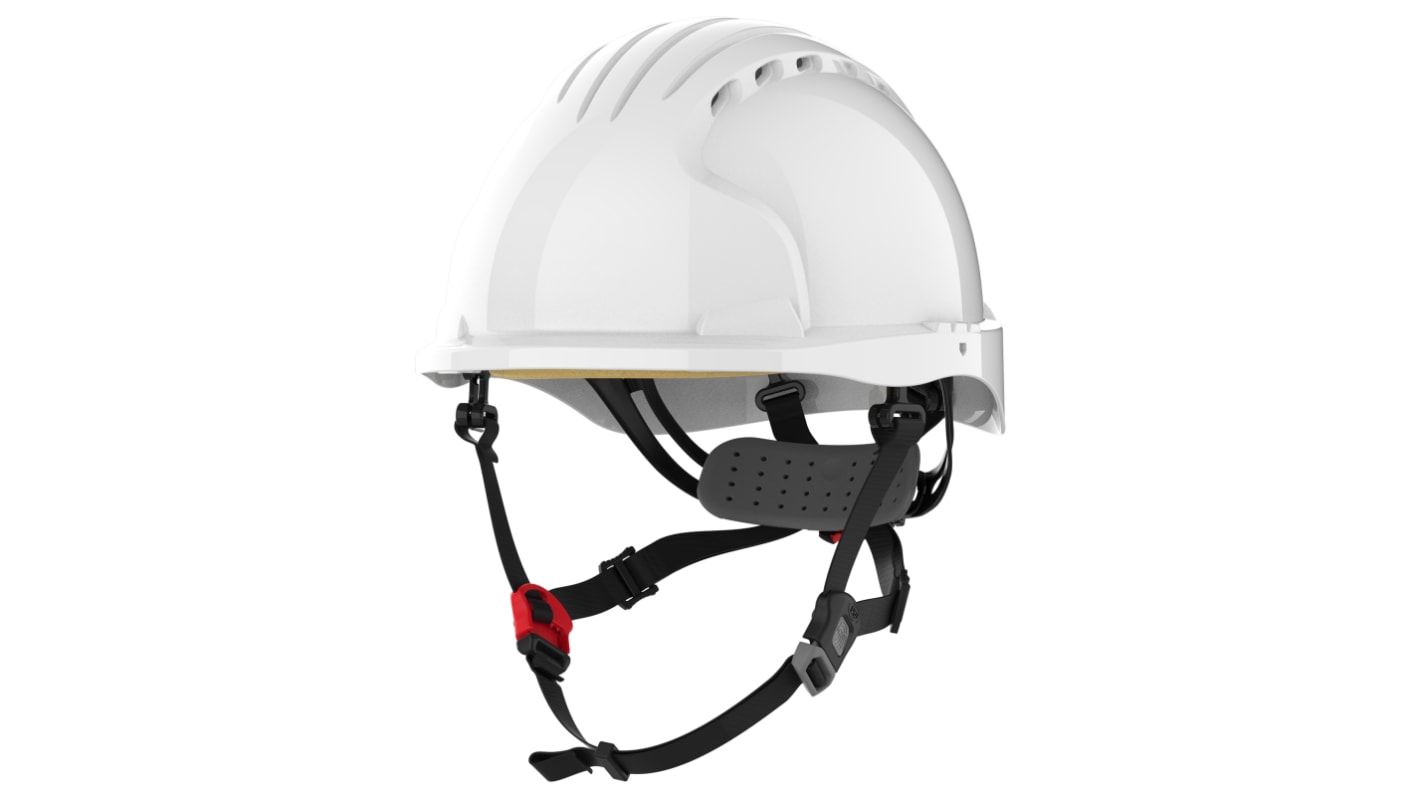 JSP EVO5 Dualswitch White Safety Helmet with Chin Strap, Adjustable, Ventilated