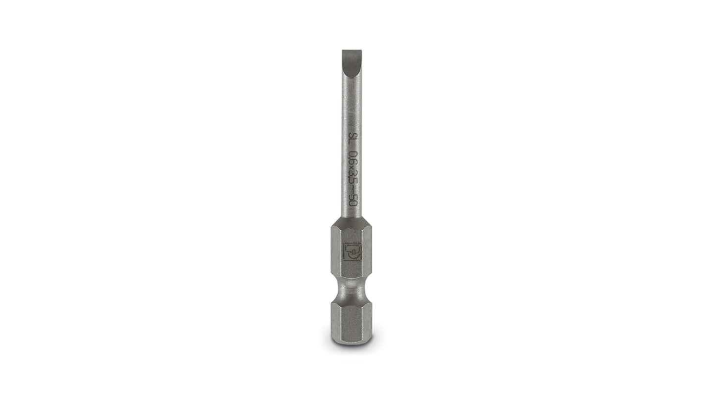 Phoenix Contact Hexagon Driver Bit, 0.6 x 3.5 x 50 mm Tip, 1/4 in Drive, Phillips Drive, 50 mm Overall