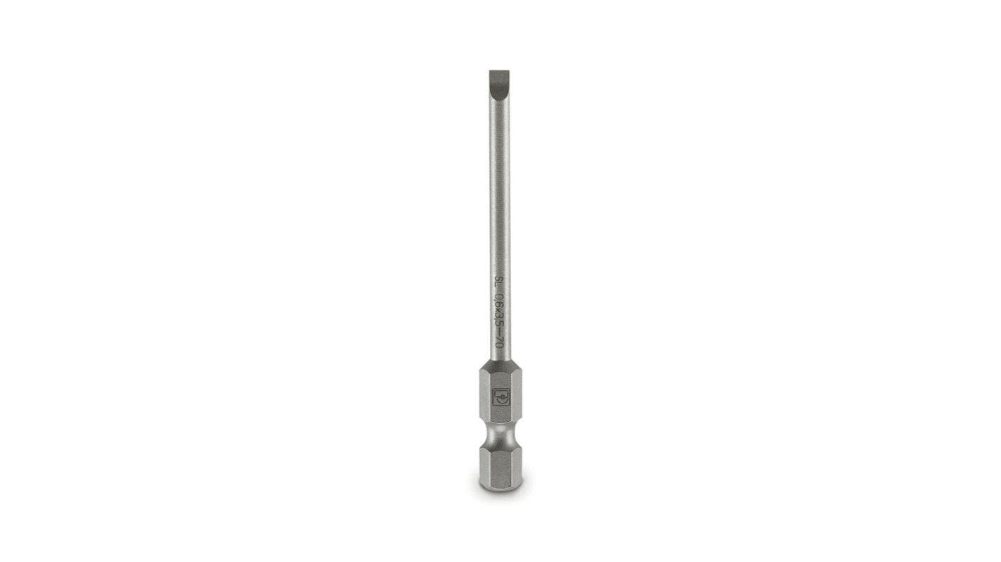 Phoenix Contact Slotted Driver Bit, 0.6 x 3.5 x 70 mm Tip, 1/4 in Drive, Phillips Drive, 70 mm Overall