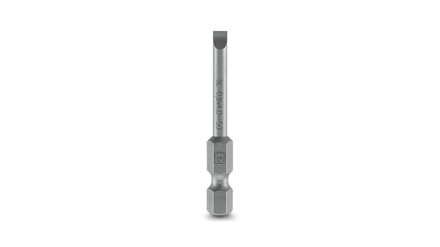 Phoenix Contact Hexagon Driver Bit, 0.8 x 4.0 x 50 mm Tip, 1/4 in Drive, Phillips Drive, 50 mm Overall