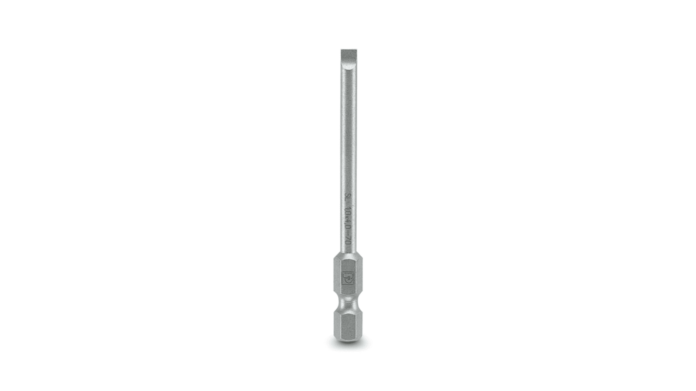 Phoenix Contact Slotted Driver Bit, 1 x 4 x 70 mm Tip, 1/4 in Drive, Phillips Drive, 70 mm Overall