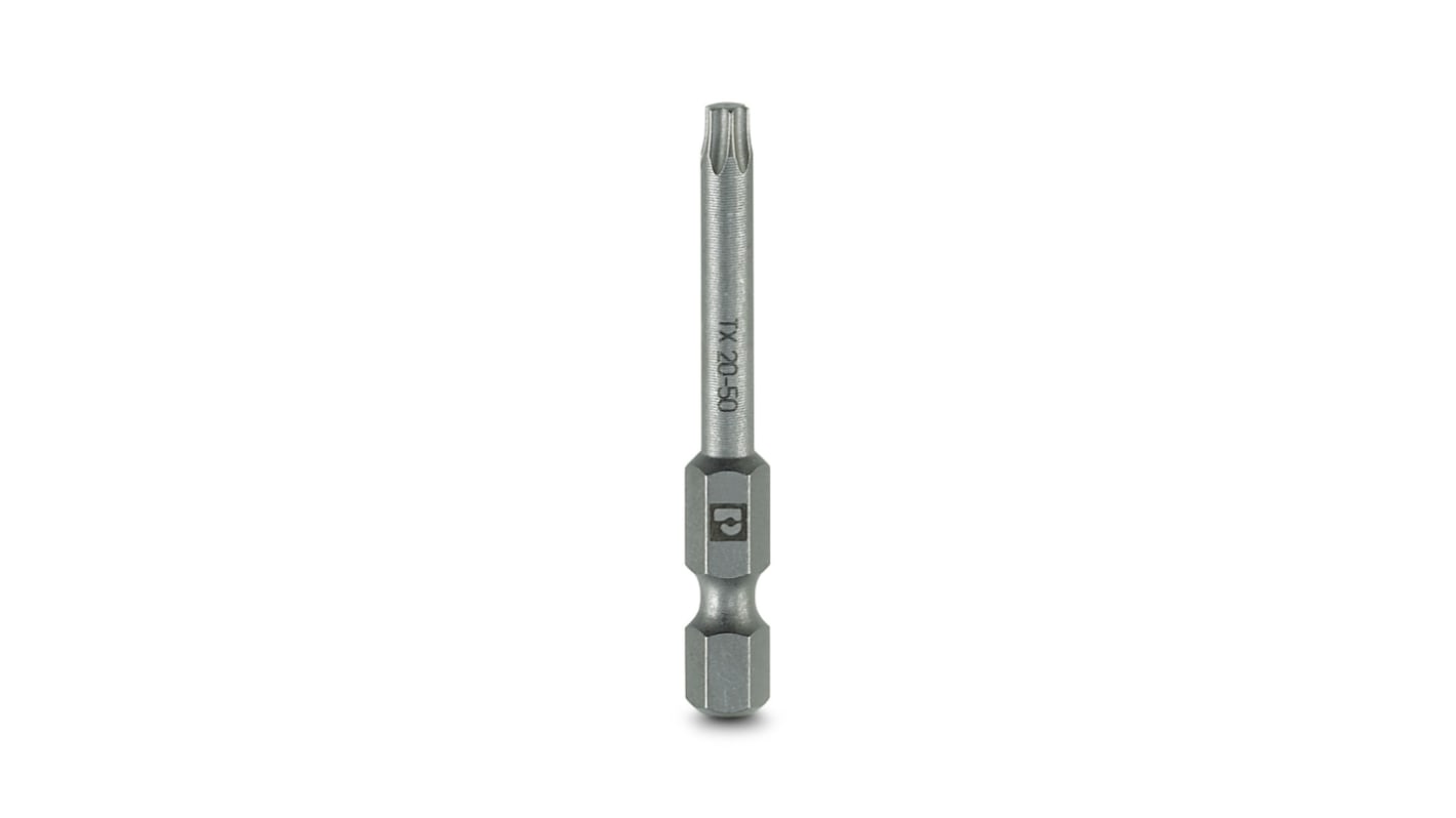 Phoenix Contact Torx Driver Bit, TX 20 x 50 mm Tip, 1/4 in Drive, TX Drive, 50 mm Overall
