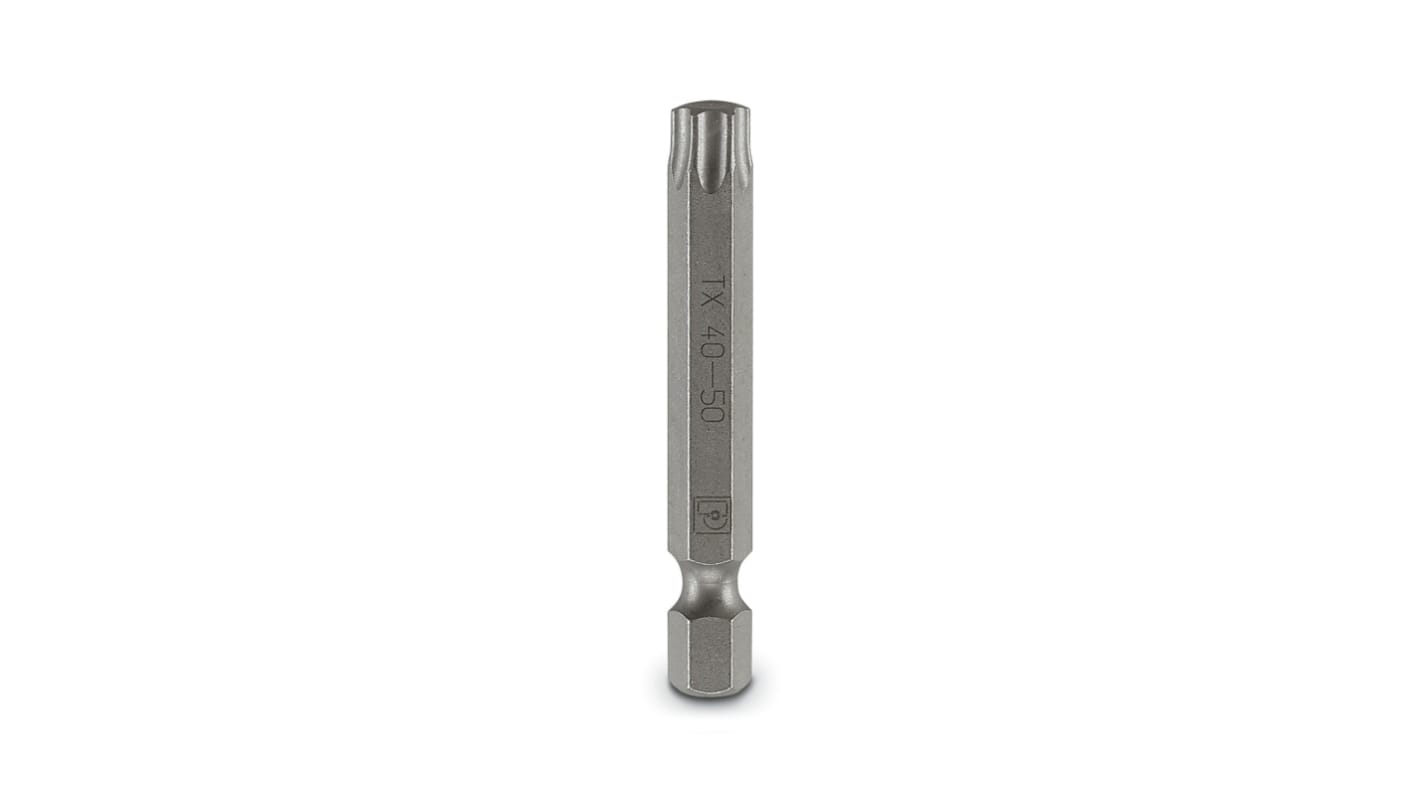 Phoenix Contact Torx Driver Bit, TX 40 x 50 mm Tip, 1/4 in Drive, TX Drive, 50 mm Overall