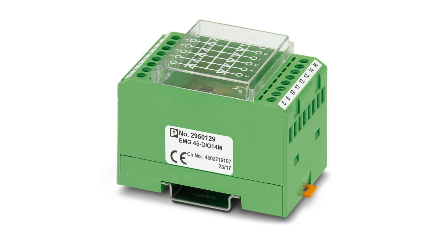 Phoenix Contact 2950129 EMG 45-DIO14M Series Green, 0.2 → 4mm², Screw Termination