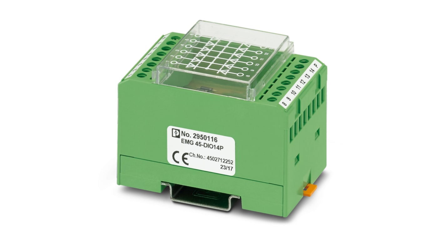 Phoenix Contact 2950116 EMG 45-DIO14P Series Green, 0.2 → 4mm², Screw Termination