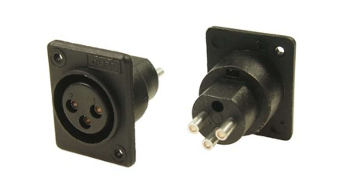 RS PRO Panel Mount XLR Connector, Female, 250 V ac, 3 Way, Nickel, Silver Plating