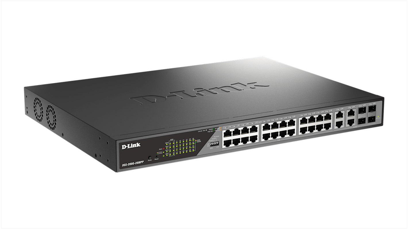 D-Link 28-Port Gigabit PoE Smart Managed Surveillance Max PoE Switch with 802.3bt, Smart 28 Port Gigabit Switch With