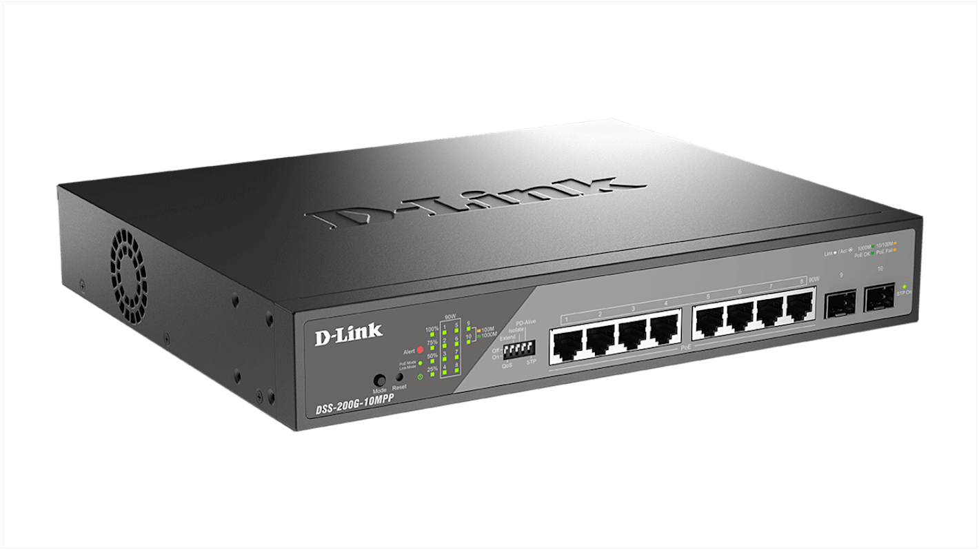 D-Link 10-Port Gigabit PoE Smart Managed Surveillance Max PoE Switch with 802.3bt, Smart 10 Port Gigabit Switch With