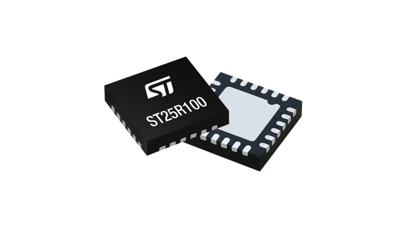 CI de transceptor RF ST25R100, ASK, TQFN, 24 pines