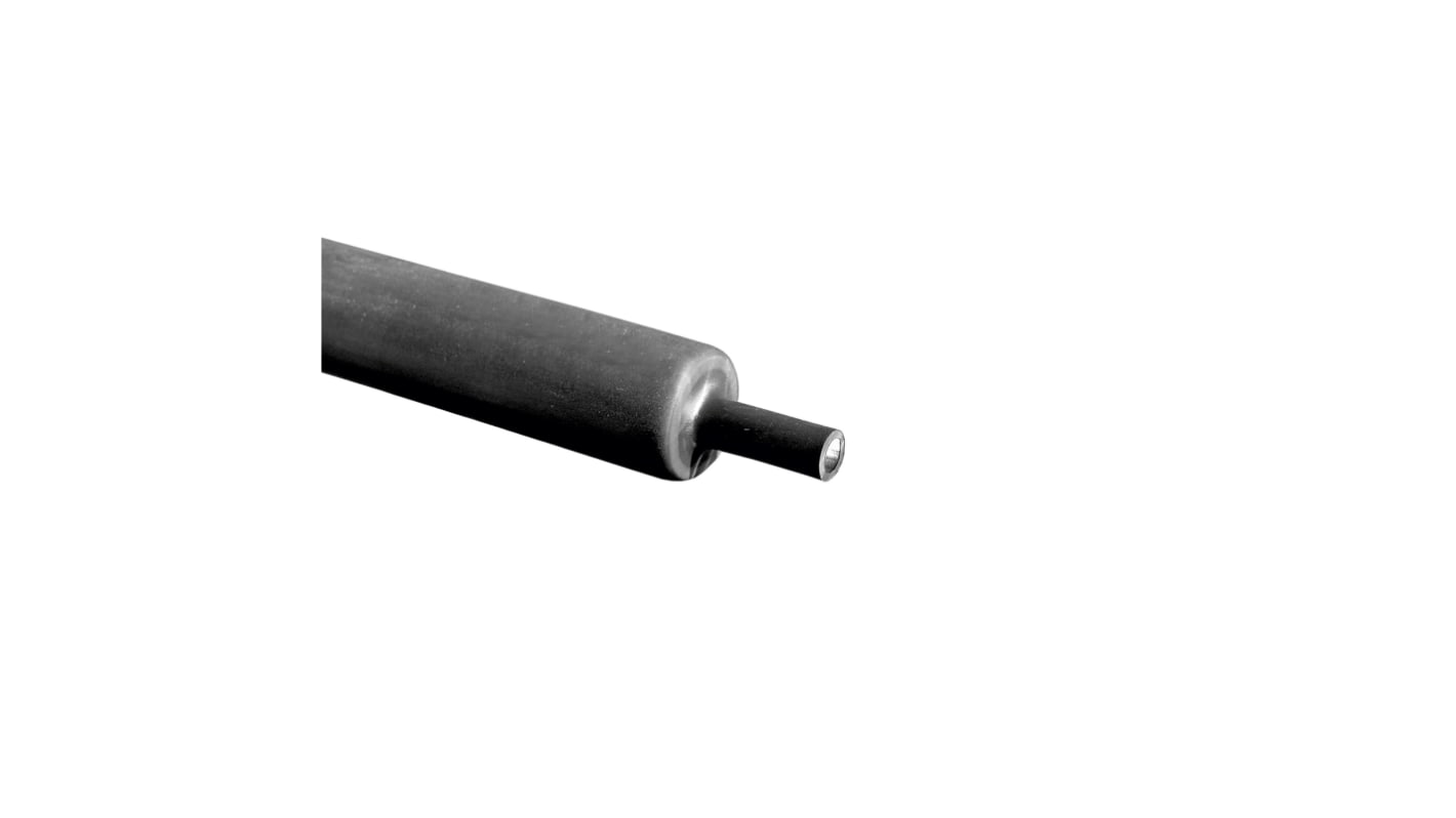 RS PRO Adhesive Lined Halogen Free Heat Shrink Tubing, Black 12mm Sleeve Dia. x 100cm Length 3:1, 4:1 Ratio