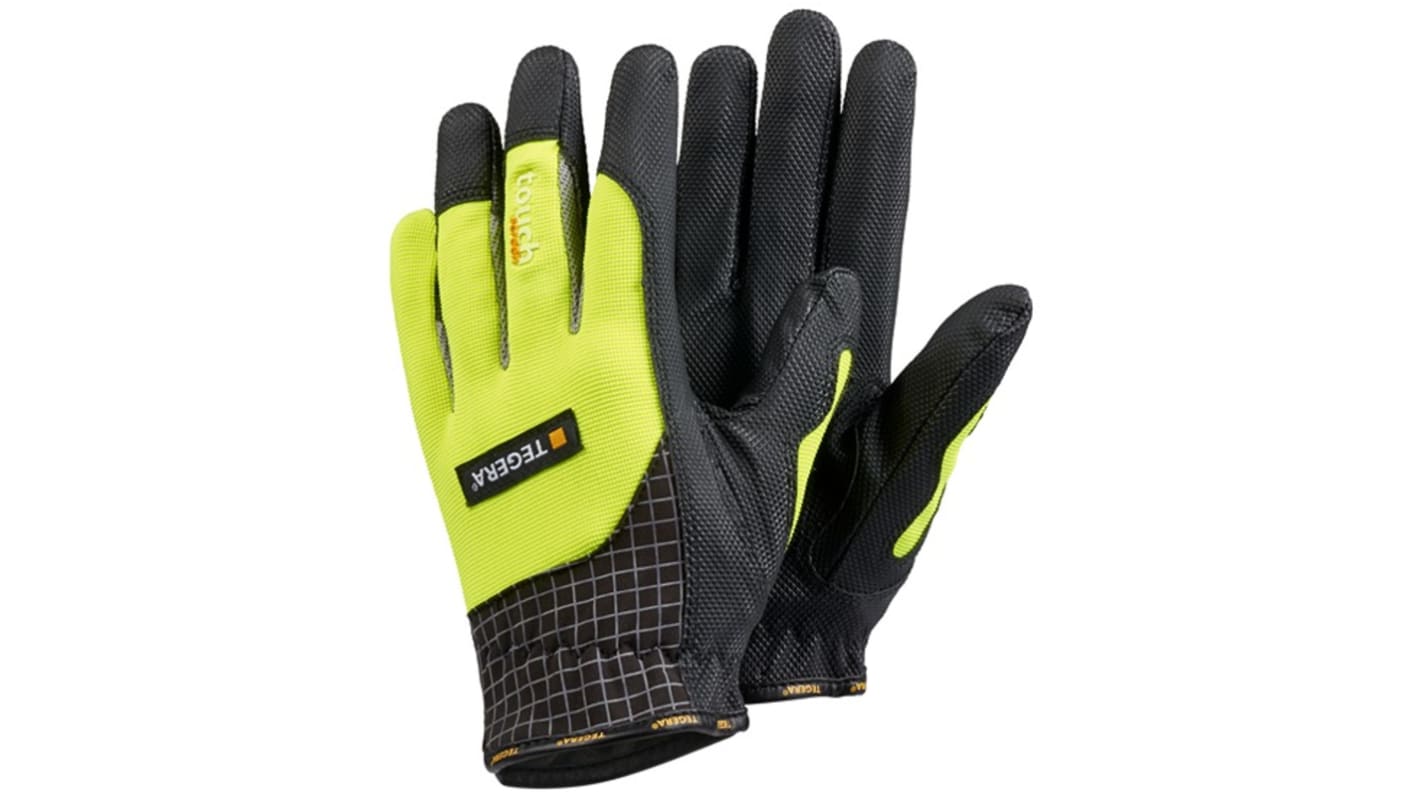 Tegera TEGERA Black, Yellow Synthetic Leather Assembly Work Gloves, Size 11