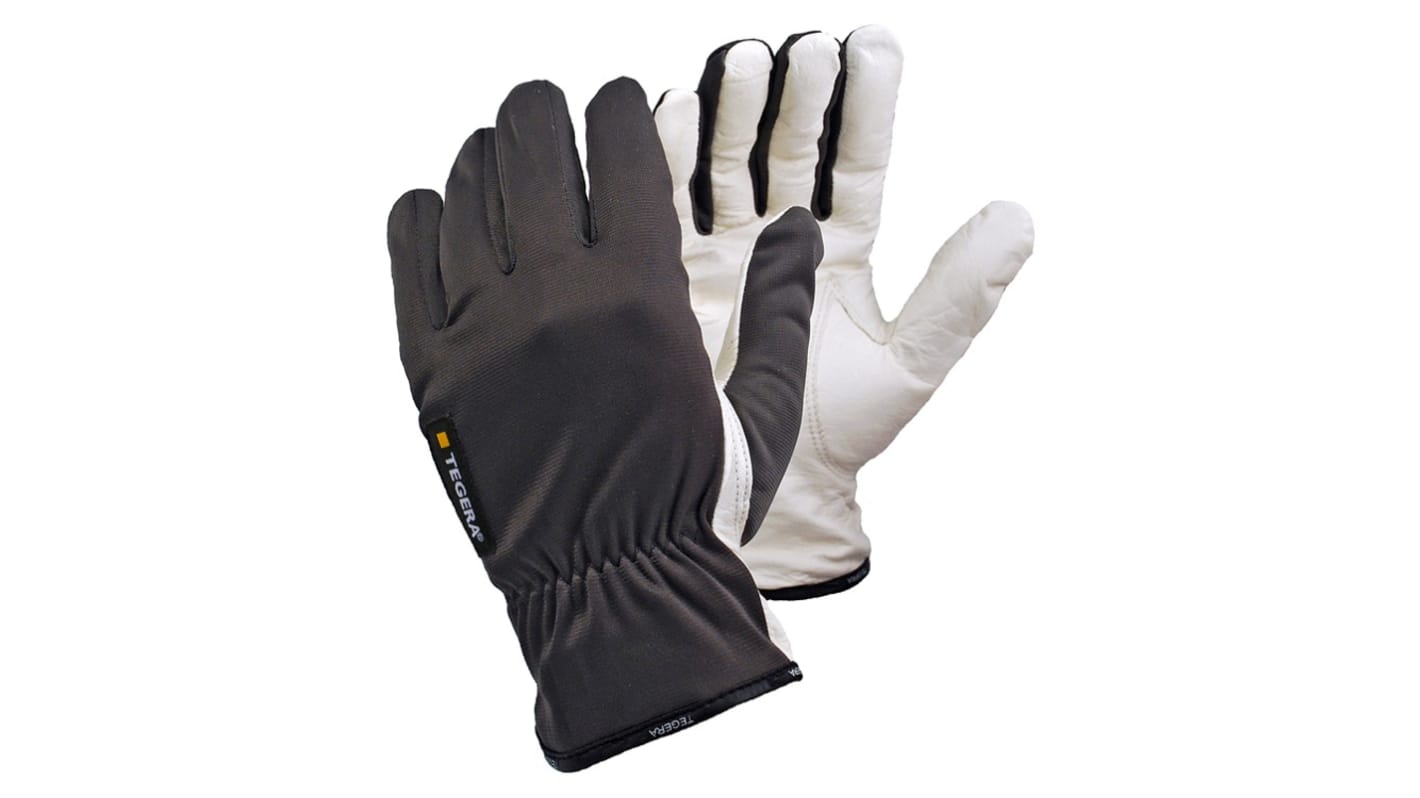 Tegera TEGERA Grey, White Leather Good Dexterity Work Gloves, Size 8