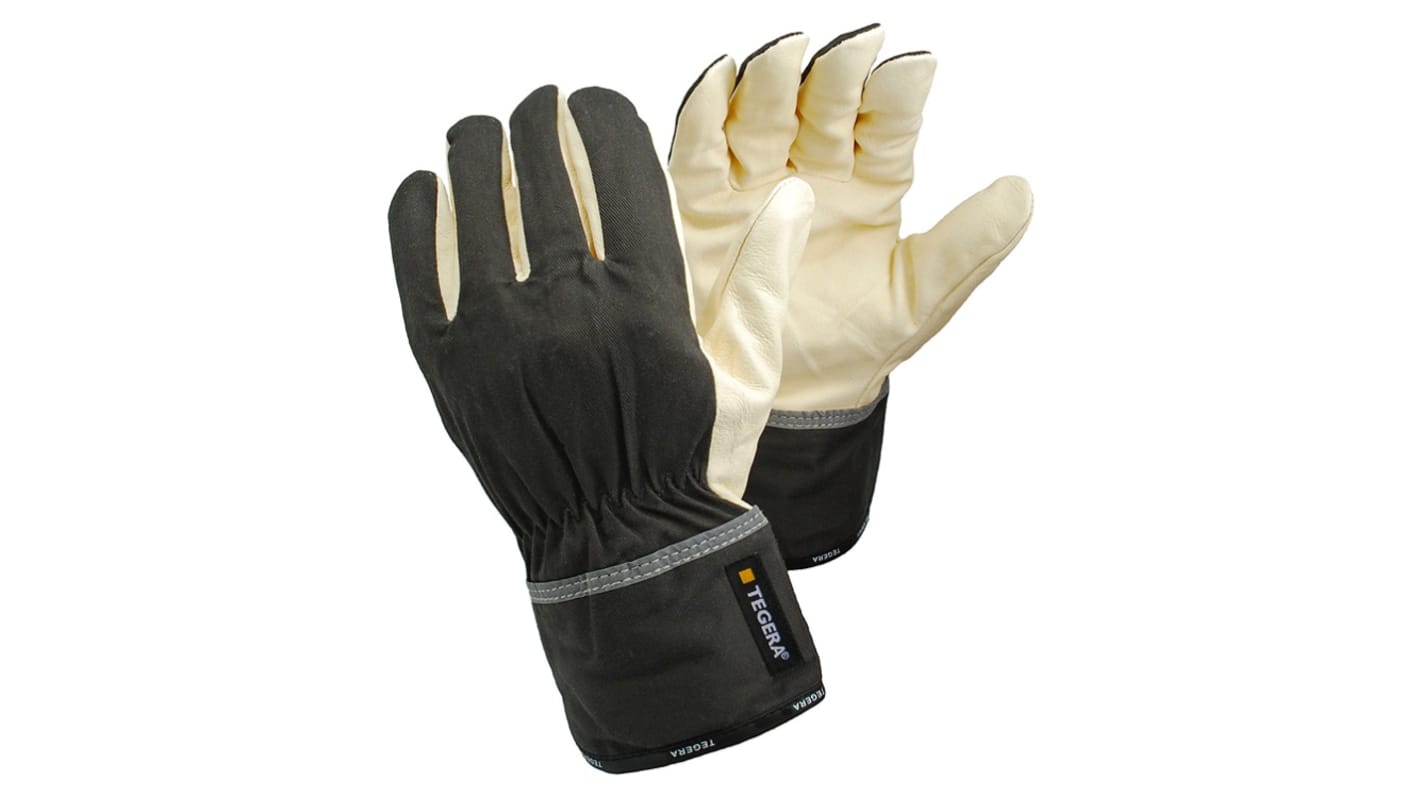 Tegera TEGERA Grey, Yellow Leather Dry Environment Work Gloves, Size 8