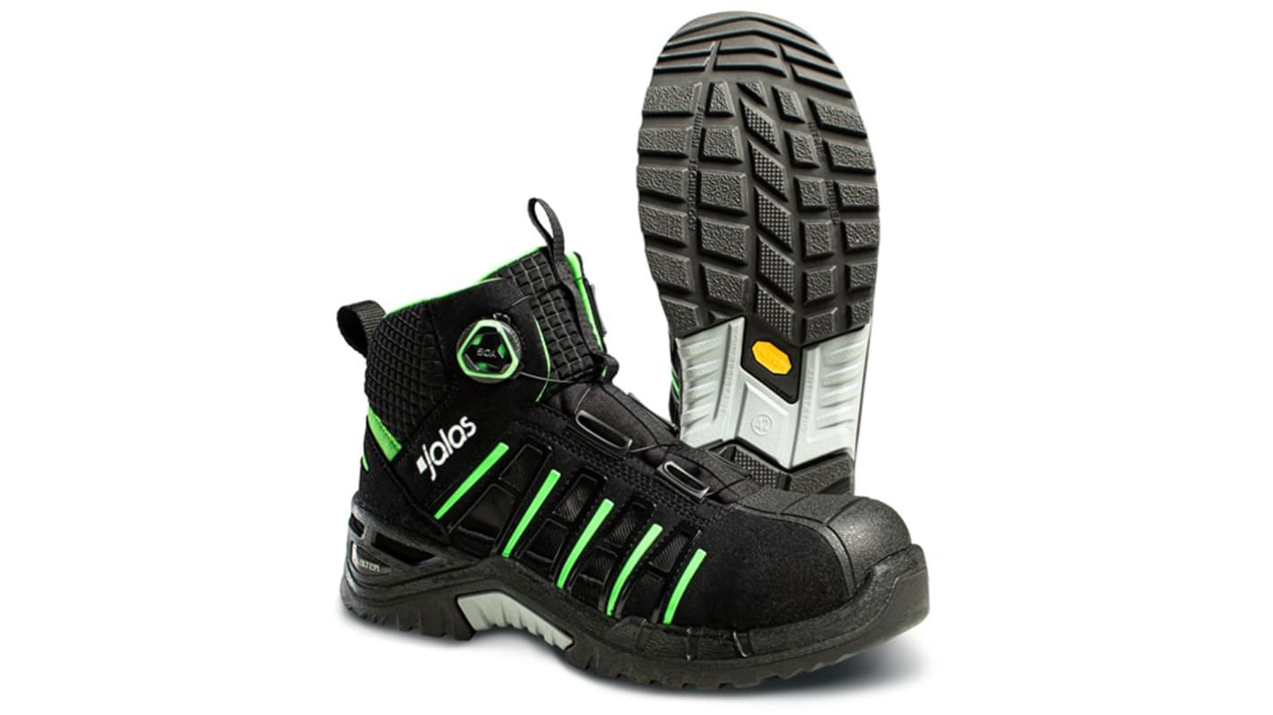 Jalas 9945 Unisex Black, Green Aluminium Toe Capped Safety Shoes, UK 1.5, EU 34