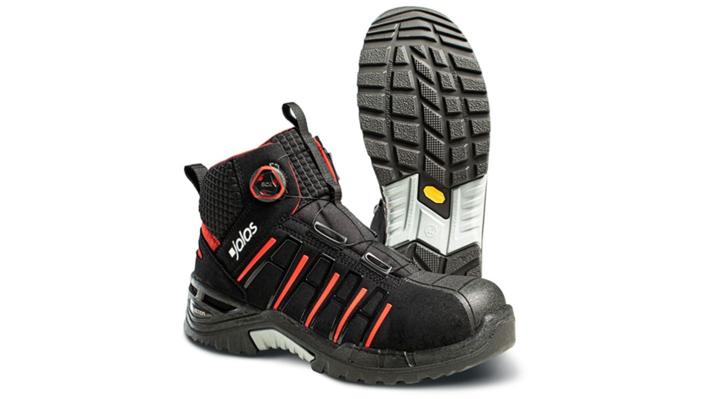 Jalas 9985 Unisex Black, Red Aluminium Toe Capped Safety Shoes, UK 1.5, EU 34