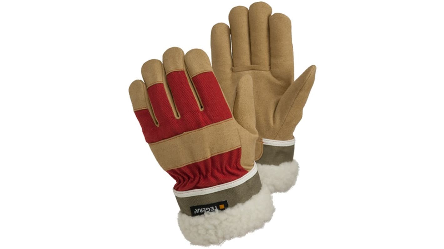Tegera TEGERA Beige, Green, Red Synthetic Leather Cold Resistant Work Gloves, Size 4