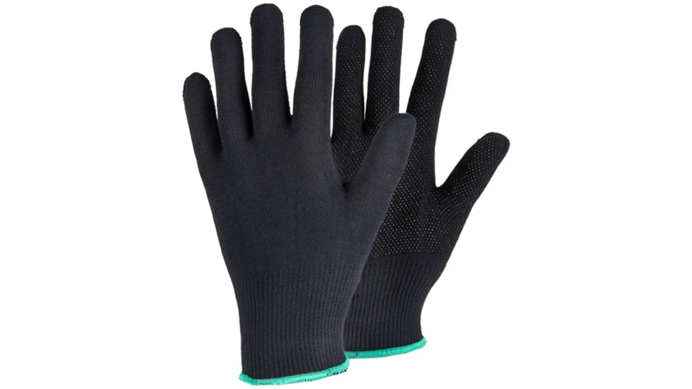Tegera TEGERA Black Cotton Abrasion Resistant Work Gloves, Size 9, PVC Coating