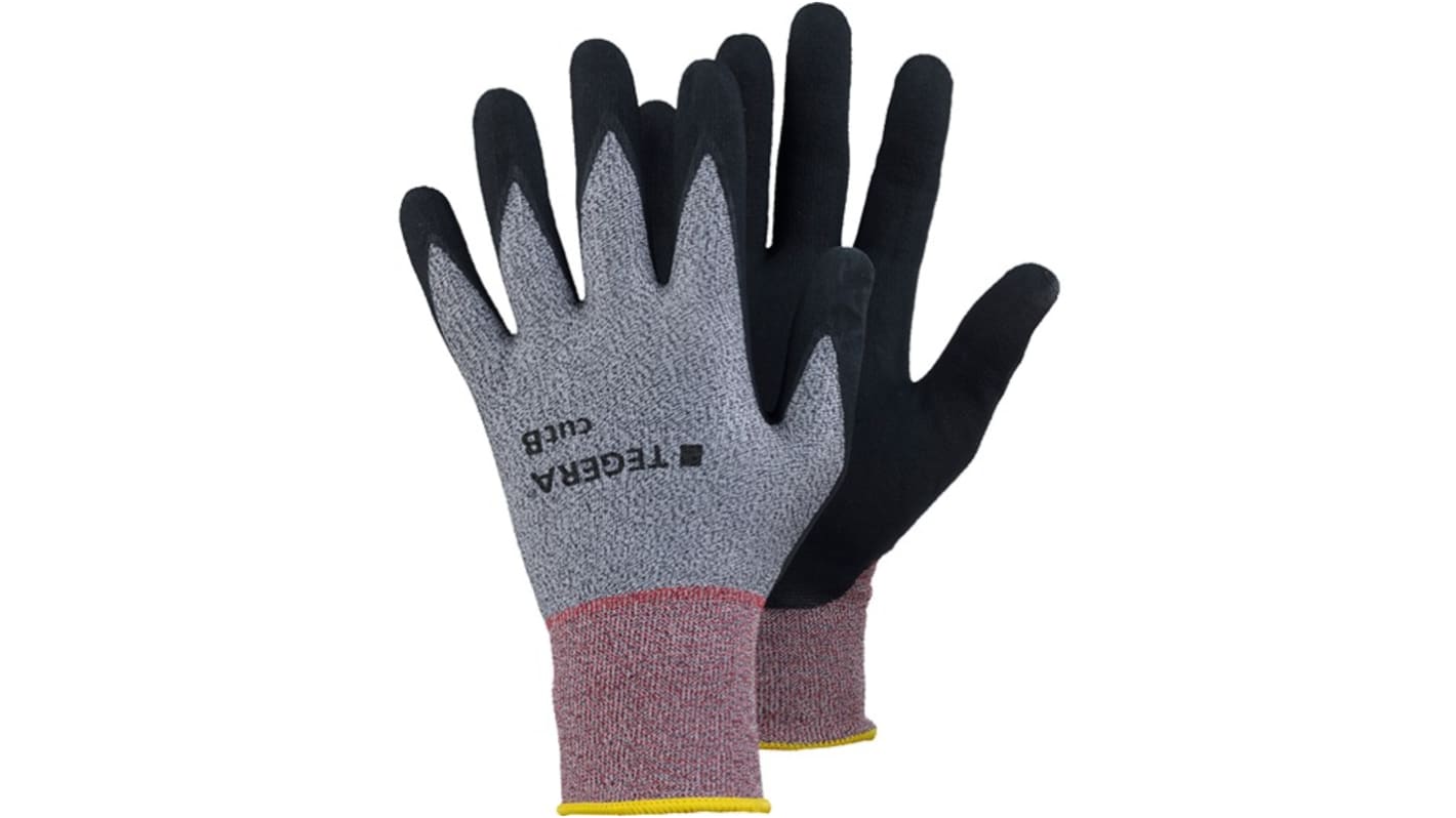 Tegera TEGERA Grey Dyneema Diamond Technology, Nylon, Spandex Cut Resistant Work Gloves, Size 11, Nitrile Coating