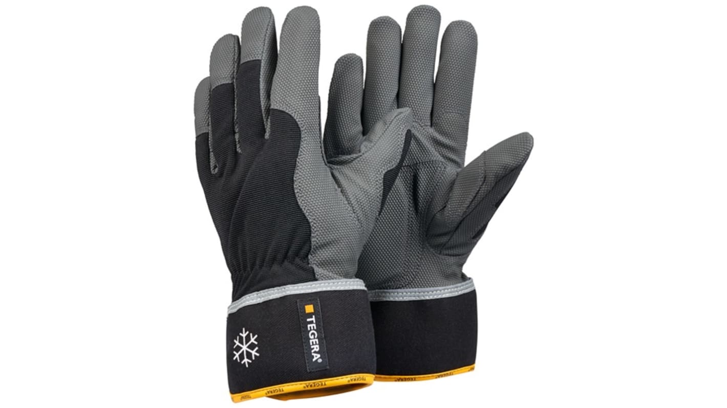Tegera TEGERA Black, Grey, Yellow Synthetic Leather Cold Resistant Work Gloves, Size 13