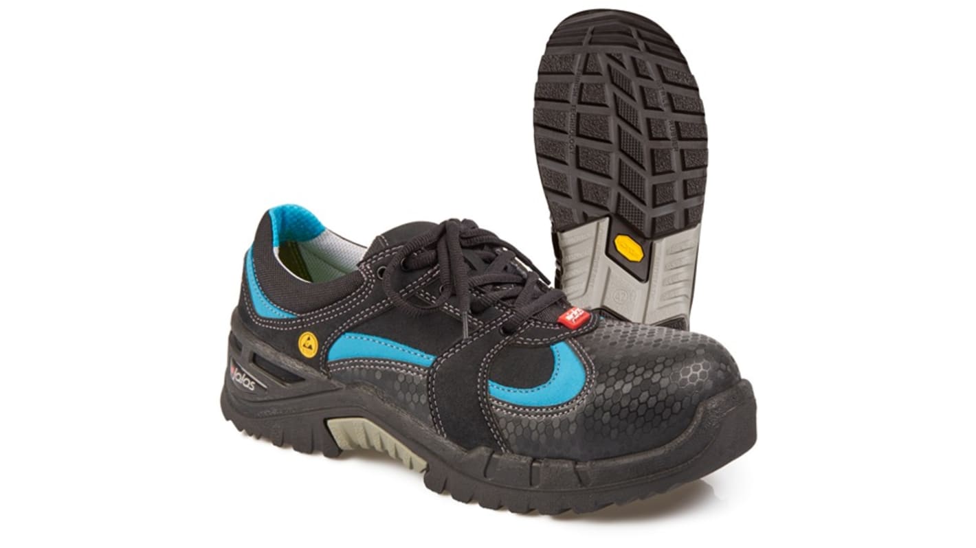 Jalas 9615 Unisex Black, Turquoise Aluminium Toe Capped Safety Shoes, UK 1.5, EU 34