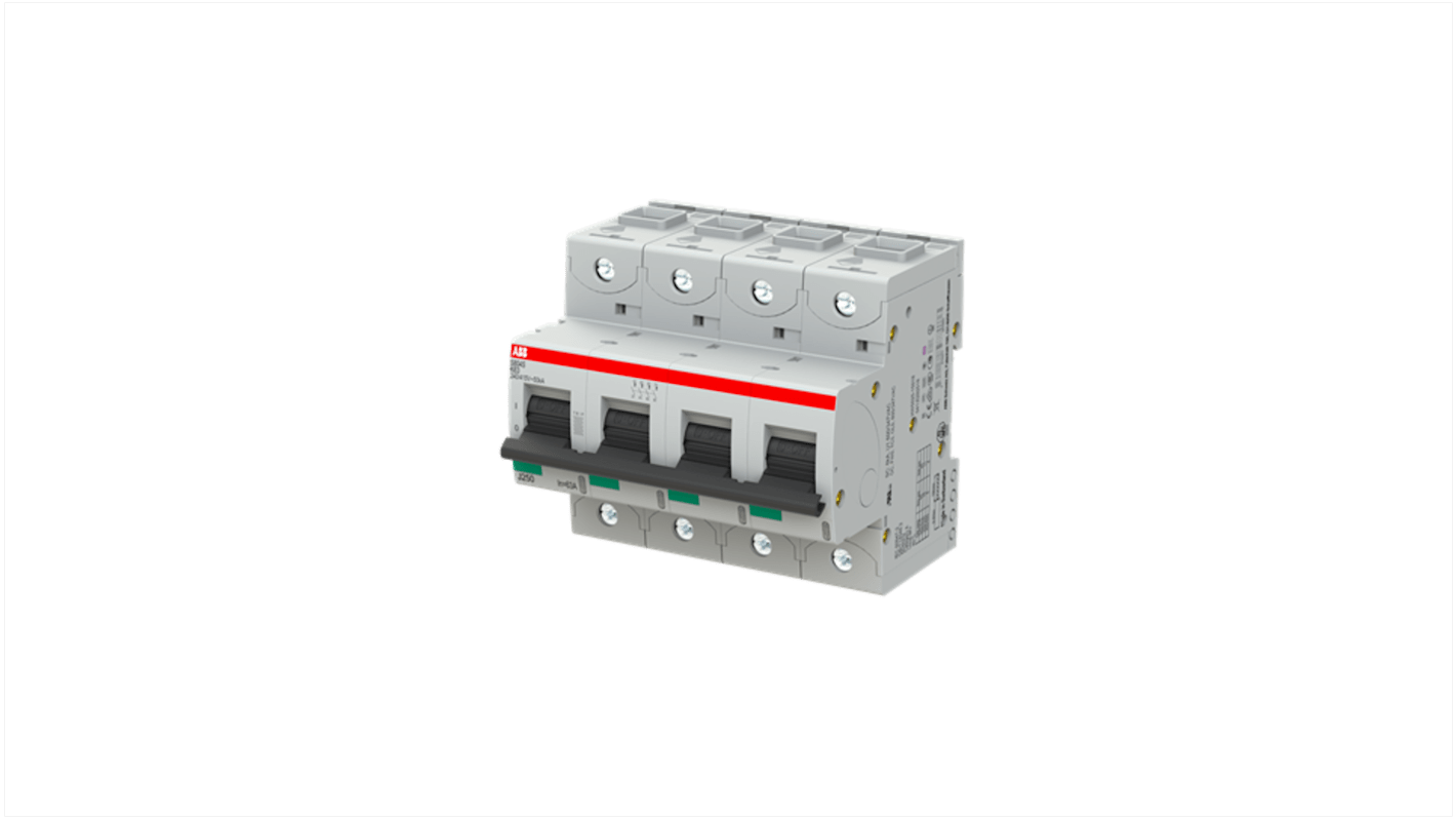 ABB S800S MCB, 4P, 63A Curve K, 240V AC, 50 kA Breaking Capacity