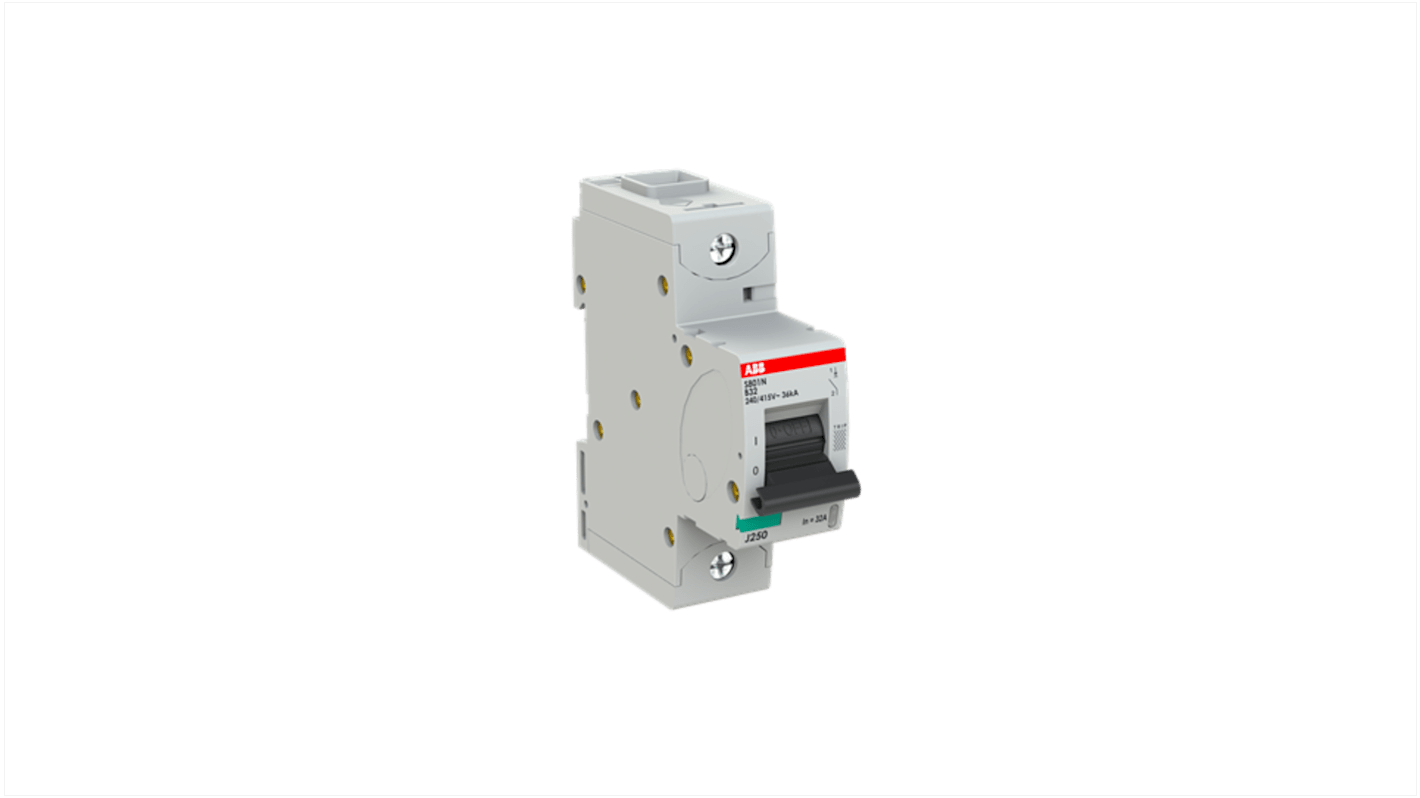 ABB S801N MCB, 1P, 32A Curve B, 400V AC, 36 kA Breaking Capacity