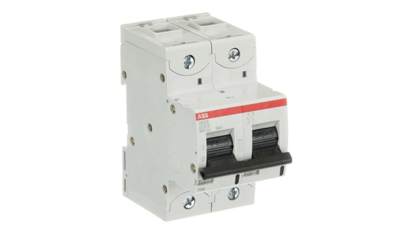 ABB S802S MCB, 2P, 10A, UC-K, 500V DC, 50 kA Breaking Capacity