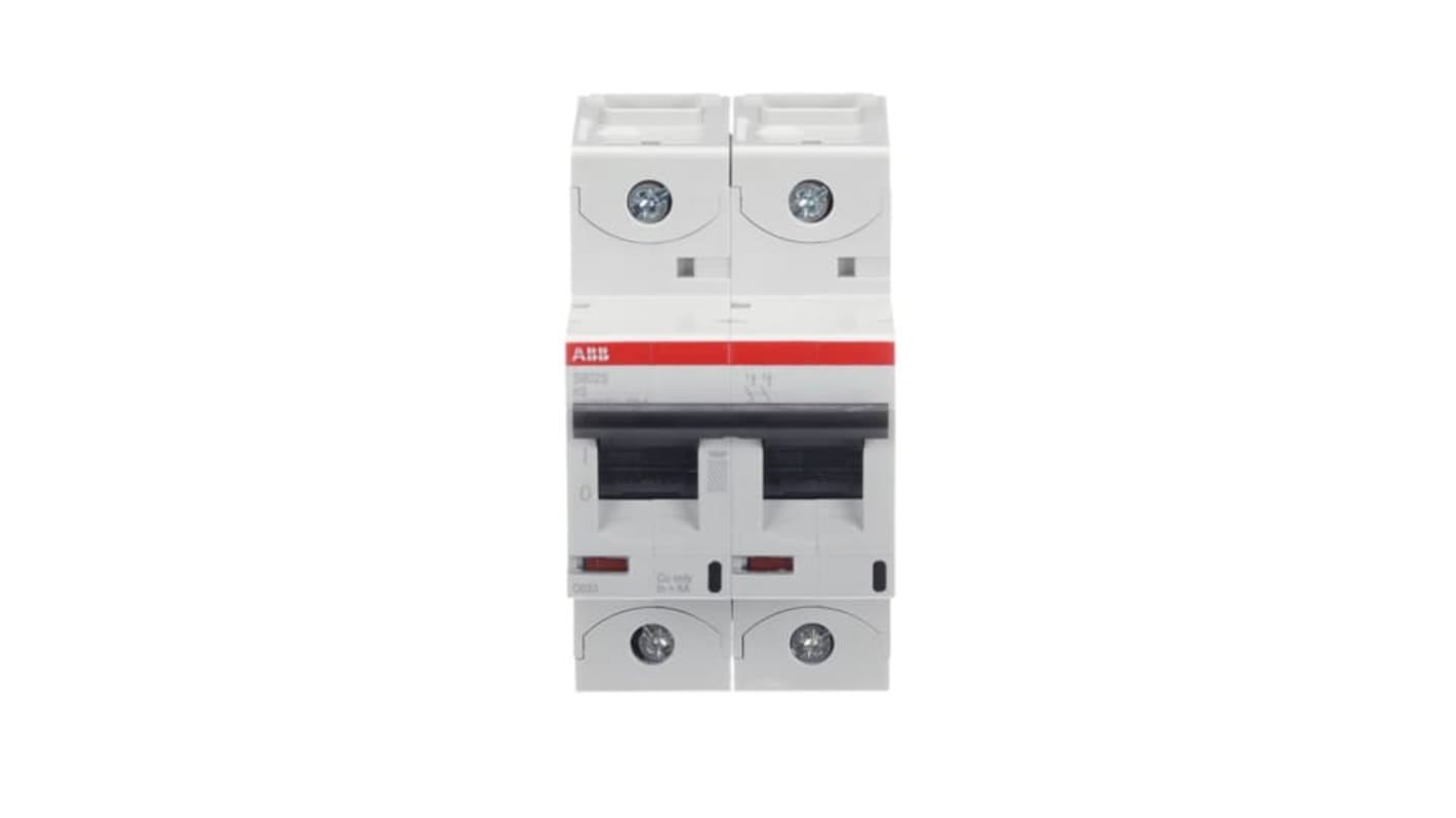 ABB S800S MCB, 2P, 6A Curve K, 240V AC, 50 kA Breaking Capacity