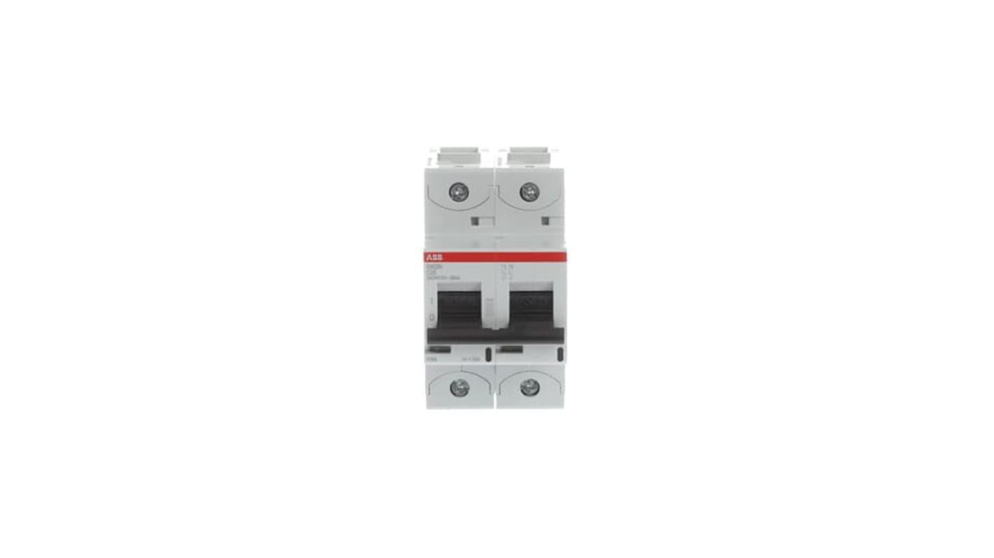 ABB S802N MCB, 2P, 25A Curve C, 690V AC, 36 kA Breaking Capacity