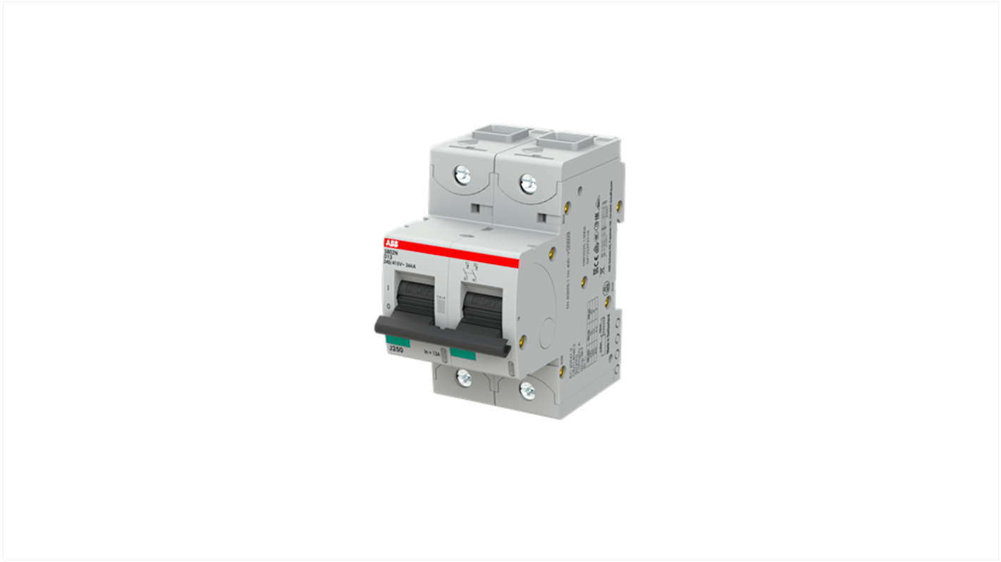 ABB S802N MCB, 2P, 13A Curve D, 690V AC, 36 kA Breaking Capacity