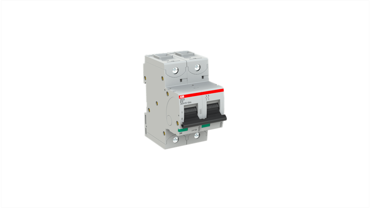 ABB S800S MCB, 2P, 16A Curve B, 240V AC, 50 kA Breaking Capacity