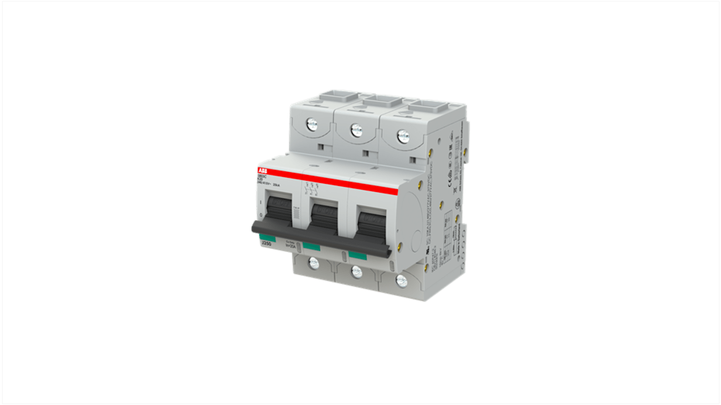ABB S803C MCB, 3P, 20A Curve K, 415V AC, 25 kA Breaking Capacity