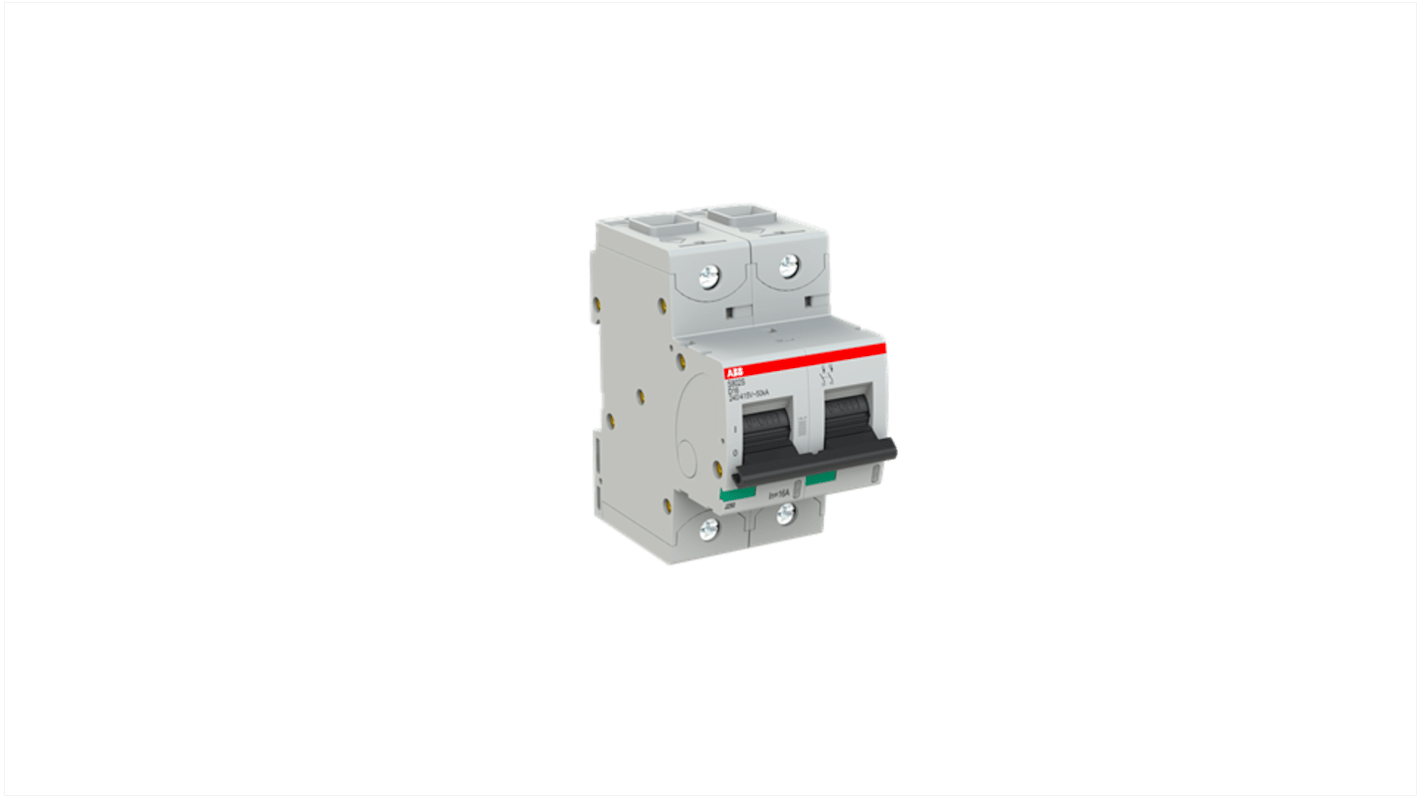 ABB S800S MCB, 2P, 16A Curve D, 240V AC, 50 kA Breaking Capacity