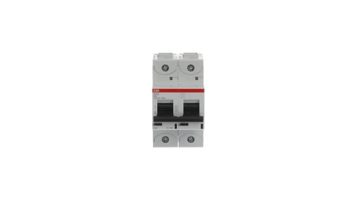 ABB S802N MCB, 2P, 50A Curve C, 690V AC, 36 kA Breaking Capacity