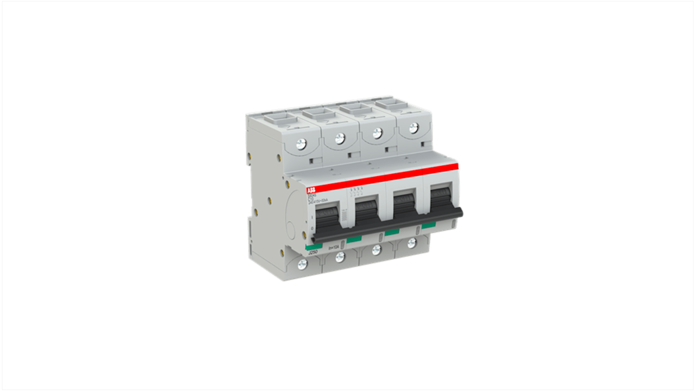 ABB S800S MCB, 4P, 10A Curve C, 240V AC, 50 kA Breaking Capacity
