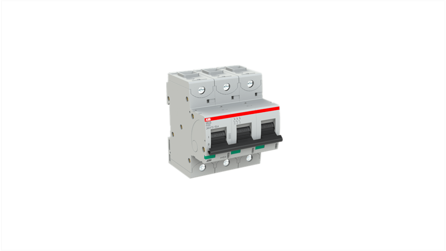 ABB S803S MCB, 3P, 80A, KM, 690V AC, 50 kA Breaking Capacity