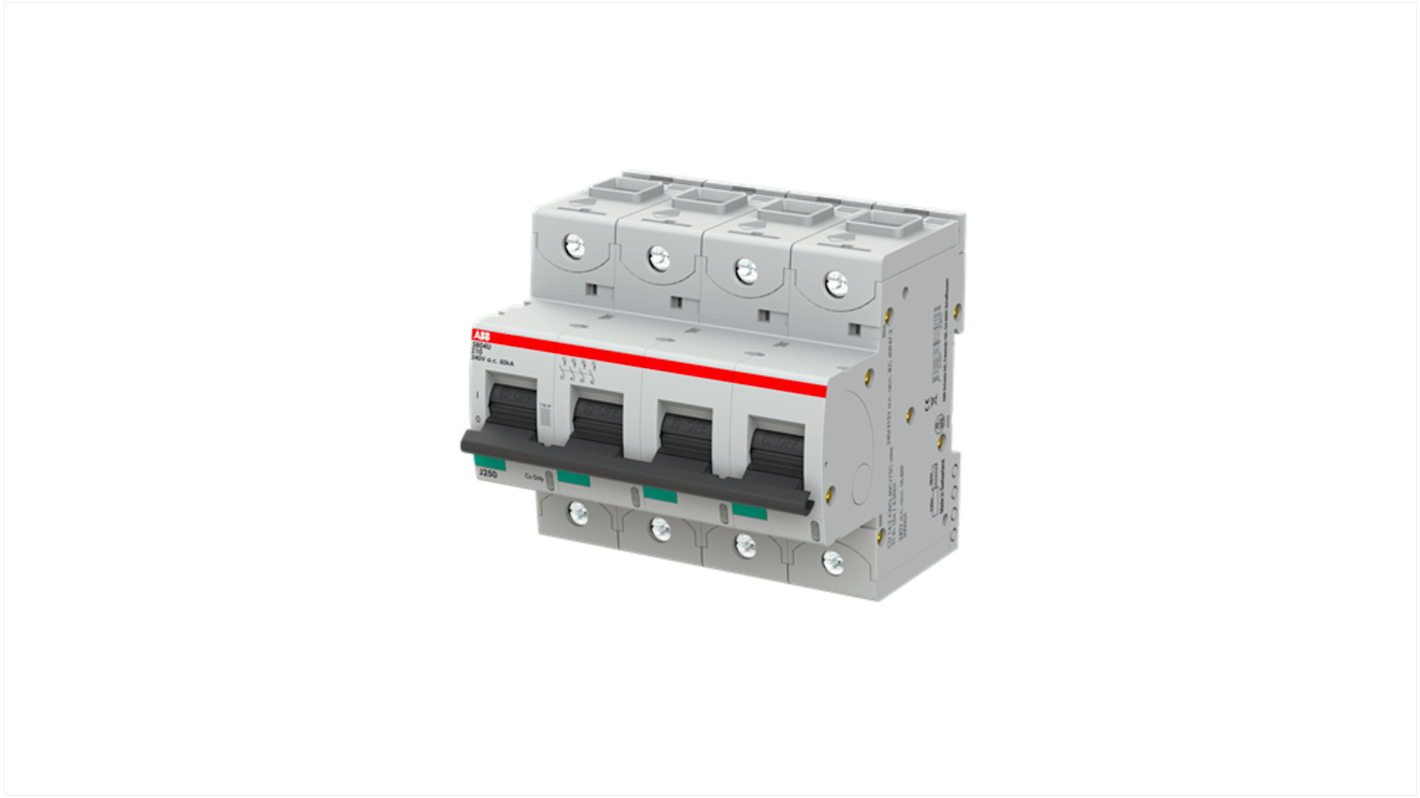 ABB S800U MCB, 4P, 10A, Type Z, 240V AC, 50 kA Breaking Capacity