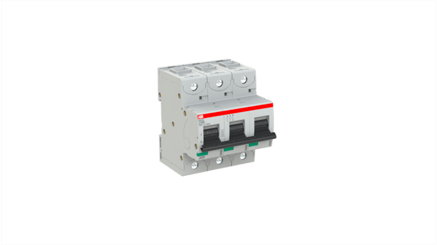 ABB S803S MCB, 3P, 80A, UC-B, 750V DC, 50 kA Breaking Capacity